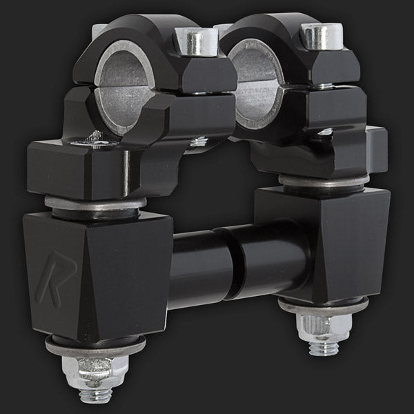 2" Pivoting Anti-Vibe Bar Risers with a 7/8" stem clamp, can accept 7/8" OR 1 1/8" Handlebar- 2 Color Options